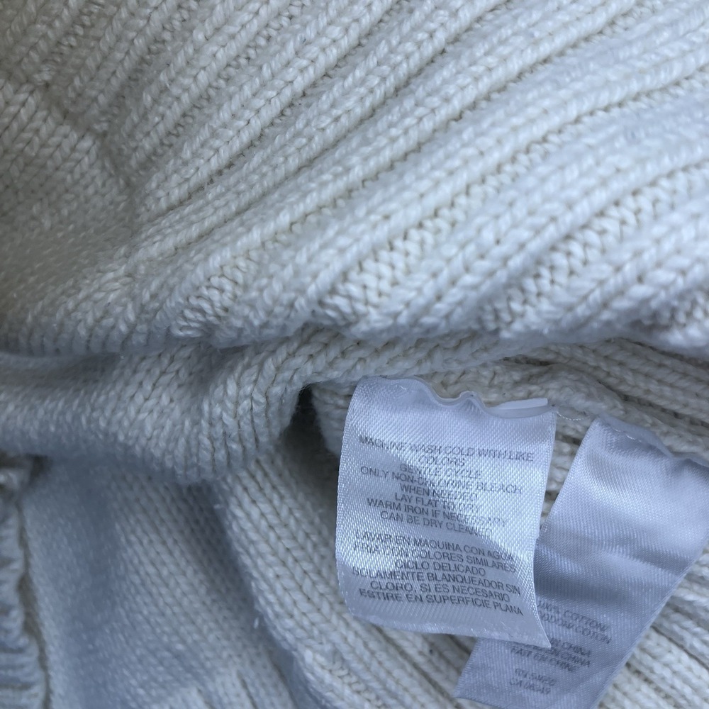 Cream Cable Knit V-Neck Sweater Tenniscore/Après Ski Style Sz Large Soft Winter - Picture 8 of 11